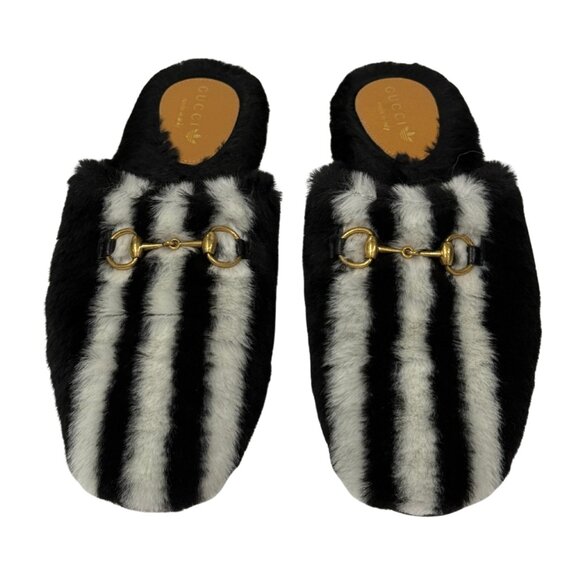 $980 Gucci x Adidas black/white horseblt slides size 9/39 - Picture 2 of 8